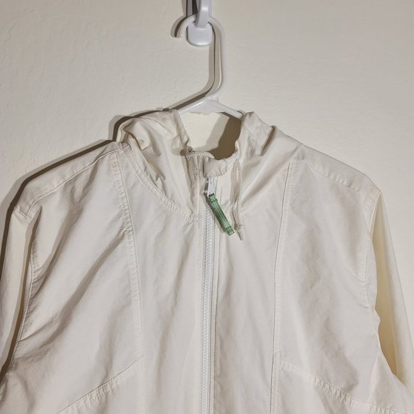 GH Bass and Co White Ivory Solid Full-zip Unlined Windbreaker Jacket sz XL GUC - Picture 2 of 15